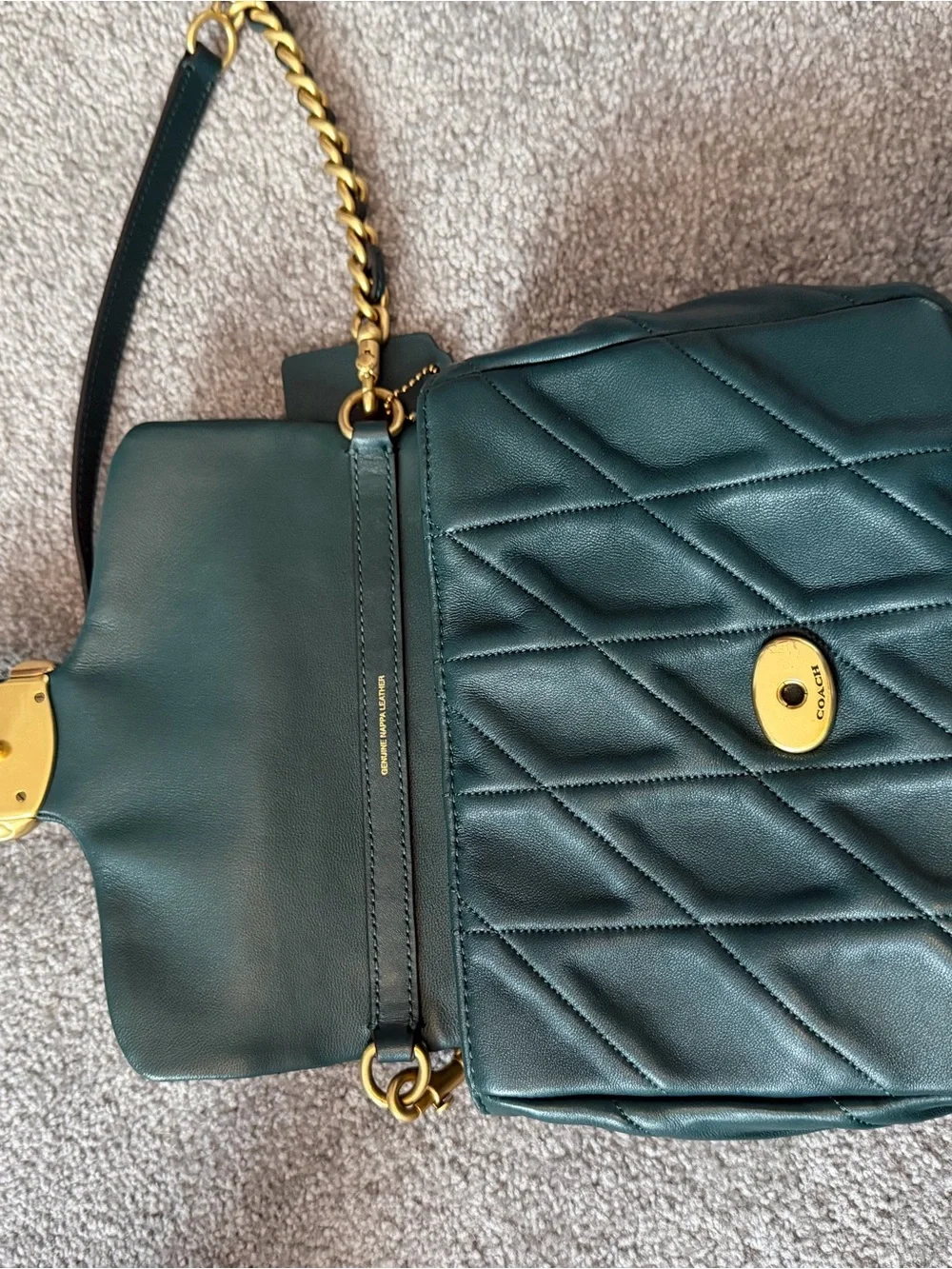 Coach Time Square Tabby Bag in Dark Green with Gold Hardware